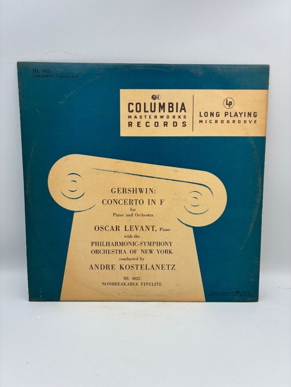 Gershwin Concerto In F LP 1950 Columbia Masterworks Vinyl ML4025 Classical Piano